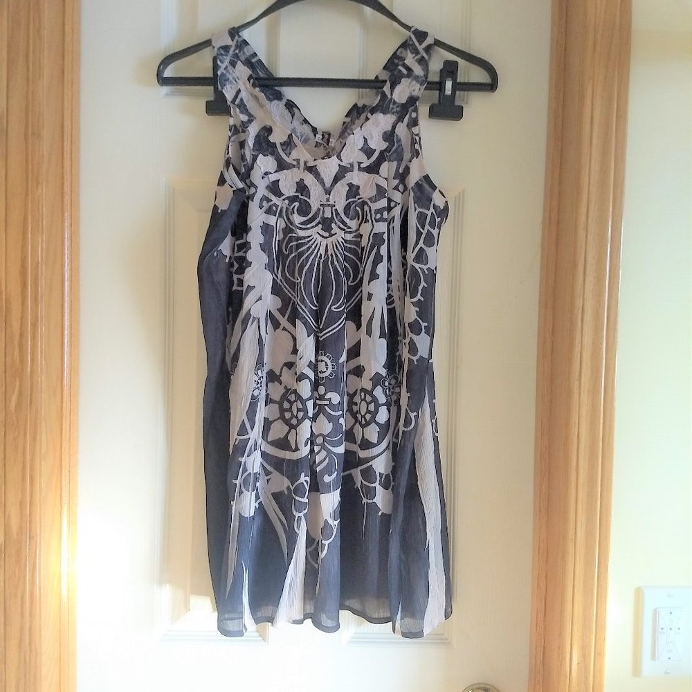 vintage y2k sleeveless sheer floral tunic mini dress NWOT